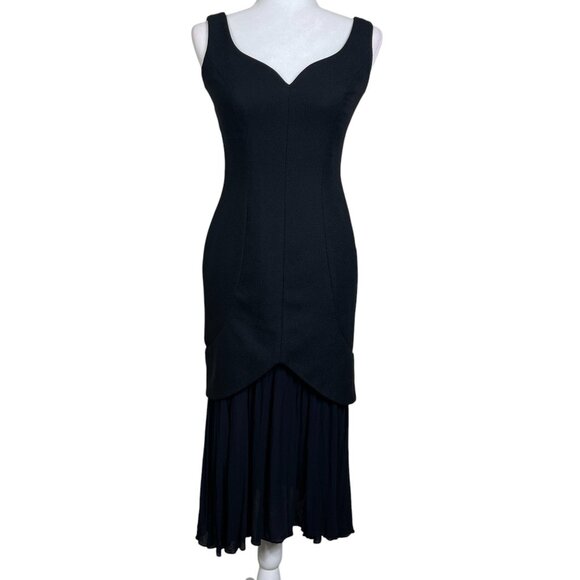 Vintage Dresses & Skirts - Vintage ABS 90s Whimsi Fairy Dress Gown Prom Black Pleated Bottom Party Size 4